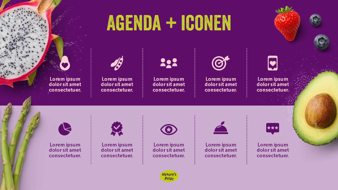 Slidebuilder - Agenda en iconen slide