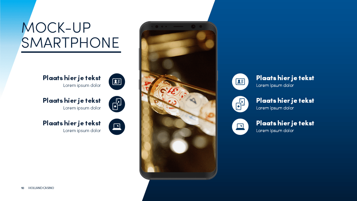 Slidebuilder Holland Casino - Mock up telefoon slide